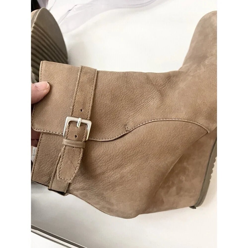 Gentle Souls By Kenneth Cole Gabriel Wedge Booties Suede Leather size 10 Brown